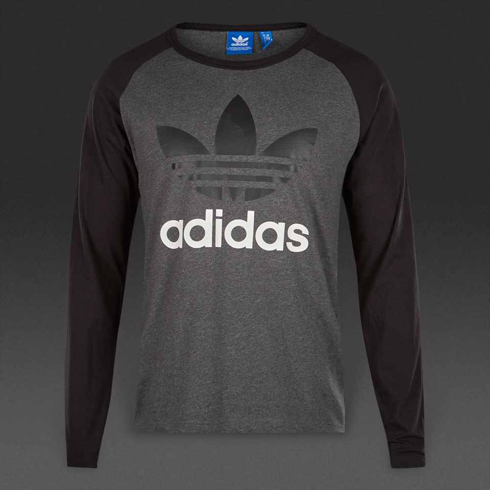 Adidas Originals Trefoil L/S Top Dark Grey Heather / Black / White for Men